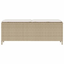 Banc de jardin avec coussin beige 110x30x40,5 cm résine tressée 