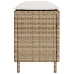 Banc de jardin avec coussin beige 110x30x40,5 cm résine tressée 