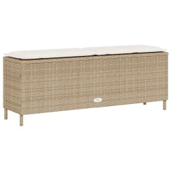 Banc de jardin avec coussin beige 110x30x40,5 cm résine tressée 