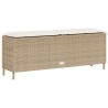 Banc de jardin avec coussin beige 110x30x40,5 cm résine tressée 