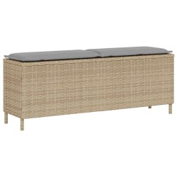 Banc de jardin avec coussin beige 110x30x40,5 cm résine tressée 