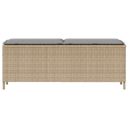 Banc de jardin avec coussin beige 110x30x40,5 cm résine tressée 