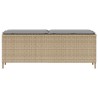 Banc de jardin avec coussin beige 110x30x40,5 cm résine tressée 