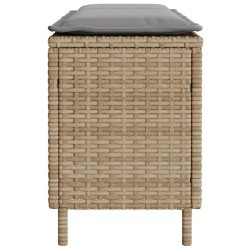 Banc de jardin avec coussin beige 110x30x40,5 cm résine tressée 