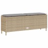 Banc de jardin avec coussin beige 110x30x40,5 cm résine tressée 
