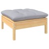 Salon de jardin 5 pcs avec coussins gris bois de pin 