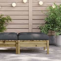 Repose-pied de jardin avec coussin bois de pin imprégné 