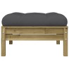 Repose-pied de jardin avec coussin bois de pin imprégné 