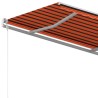 Auvent rétractable automatique et poteaux 3x2,5 m Orange marron 