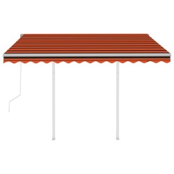 Auvent rétractable automatique et poteaux 3x2,5 m Orange marron 