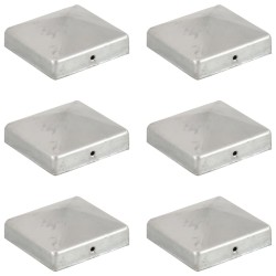 Bouchons de poteau de clôture 6 pcs Métal galvanisé 81x81 mm 