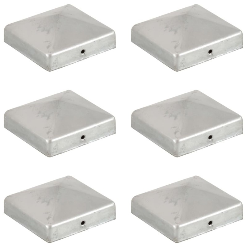 Bouchons de poteau de clôture 6 pcs Métal galvanisé 81x81 mm 