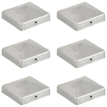 Bouchons de poteau de clôture 6 pcs Métal galvanisé 81x81 mm 