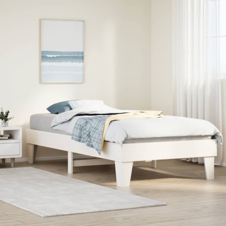 Cadre de lit sans matelas blanc 90x200 cm bois de pin massif 
