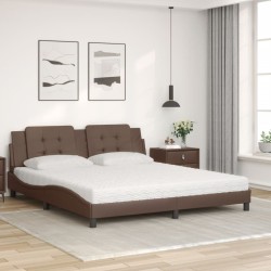 Lit avec matelas marron 180x200 cm similicuir 