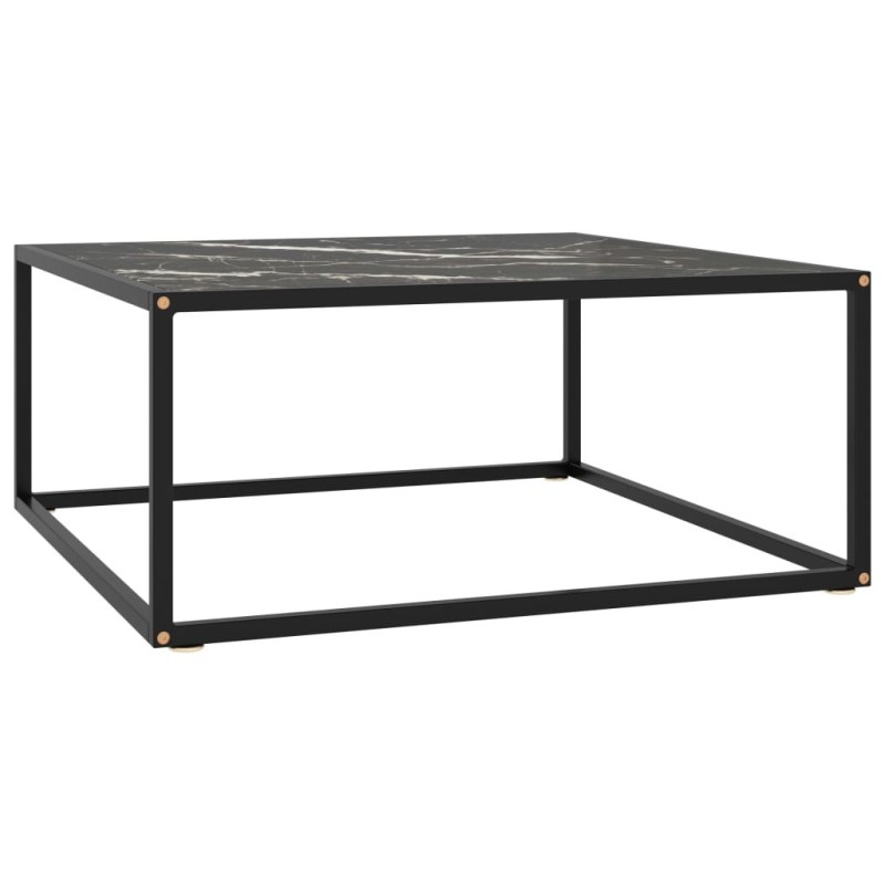 Table basse Noir avec verre marbre noir 80x80x35 cm Table basse Noir avec verre marbre noir 80x80x35 cm