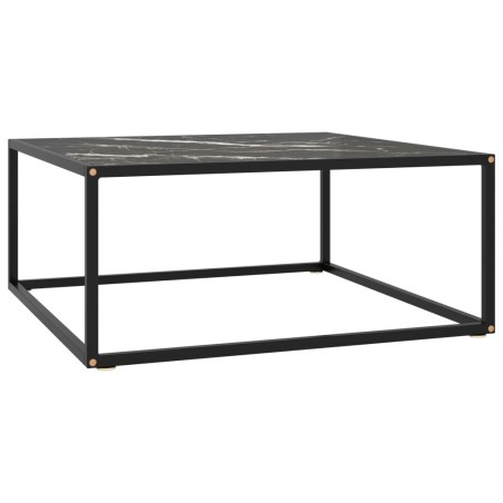 Table basse Noir avec verre marbre noir 80x80x35 cm 