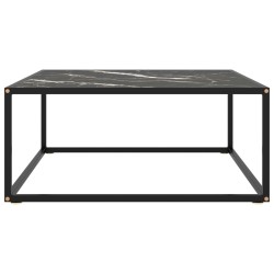 Table basse Noir avec verre marbre noir 80x80x35 cm 