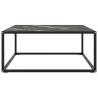 Table basse Noir avec verre marbre noir 80x80x35 cm 