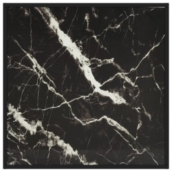 Table basse Noir avec verre marbre noir 80x80x35 cm 