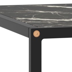 Table basse Noir avec verre marbre noir 80x80x35 cm 
