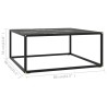 Table basse Noir avec verre marbre noir 80x80x35 cm 