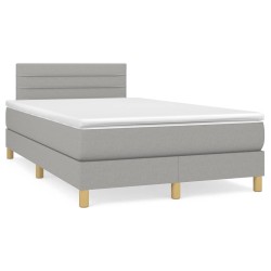 Sommier à lattes de lit et matelas gris clair 120x190 cm tissu 