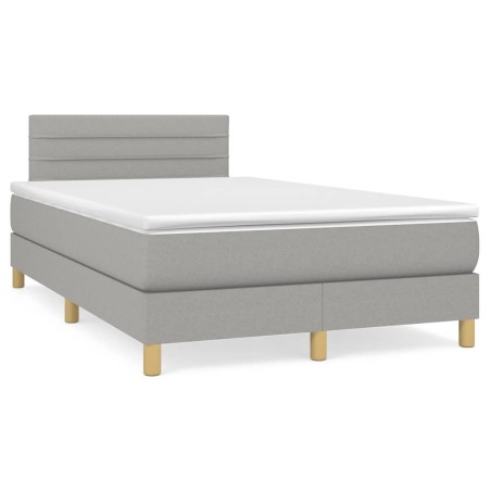 Sommier à lattes de lit et matelas gris clair 120x190 cm tissu 