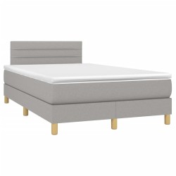 Sommier à lattes de lit et matelas gris clair 120x190 cm tissu 