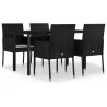 Ensemble à manger de jardin coussins 5pcs Noir Résine tressée 