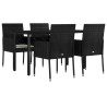 Ensemble à manger de jardin coussins 5pcs Noir Résine tressée 