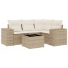 Salon de jardin avec coussins 5 pcs beige résine tressée 