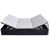 Chaise longue double avec coussin Résine tressée Noir 