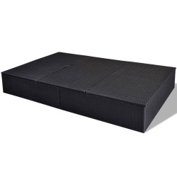 Chaise longue double avec coussin Résine tressée Noir 
