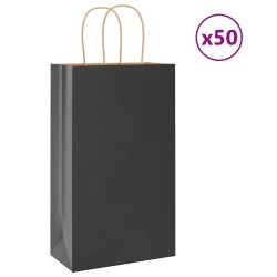 Sacs en papier 50 pcs avec poignées noir 21x11x36 cm 