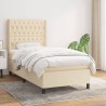Sommier à lattes de lit avec matelas Crème 90x200 cm Tissu 