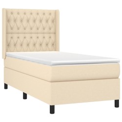 Sommier à lattes de lit avec matelas Crème 90x200 cm Tissu 