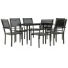 Ensemble à manger de jardin 7 pcs noir textilène et acier 