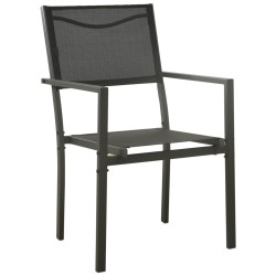 Ensemble à manger de jardin 7 pcs noir textilène et acier 