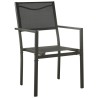 Ensemble à manger de jardin 7 pcs noir textilène et acier 