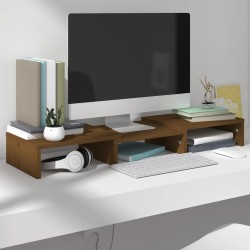 Support de moniteur Marron miel 60x24x10,5cm Bois de pin solide 