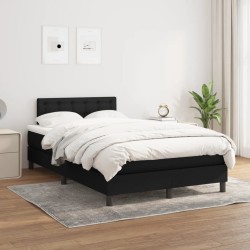 Sommier à lattes de lit avec matelas noir 120x190 cm tissu 