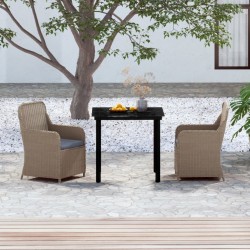 Ensemble à manger de jardin avec coussins 3 pcs marron 