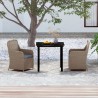 Ensemble à manger de jardin avec coussins 3 pcs marron 