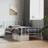 Cadre de lit métal sans matelas et pied de lit blanc 107x203 cm 
