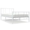 Cadre de lit métal sans matelas et pied de lit blanc 107x203 cm 