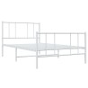 Cadre de lit métal sans matelas et pied de lit blanc 107x203 cm 