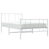Cadre de lit métal sans matelas et pied de lit blanc 107x203 cm 