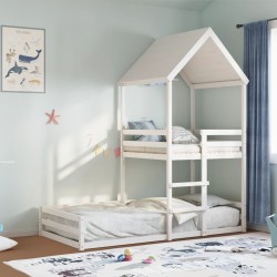 Lit superposé sans matelas blanc 90x190 cm bois de pin massif 