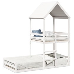 Lit superposé sans matelas blanc 90x190 cm bois de pin massif 